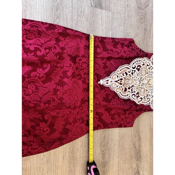 Vtg 80s Brocade Whimsigoth Lace Trim With Asymmetrical Blazer Sheath Dress Set 8 - Picture 11 of 16